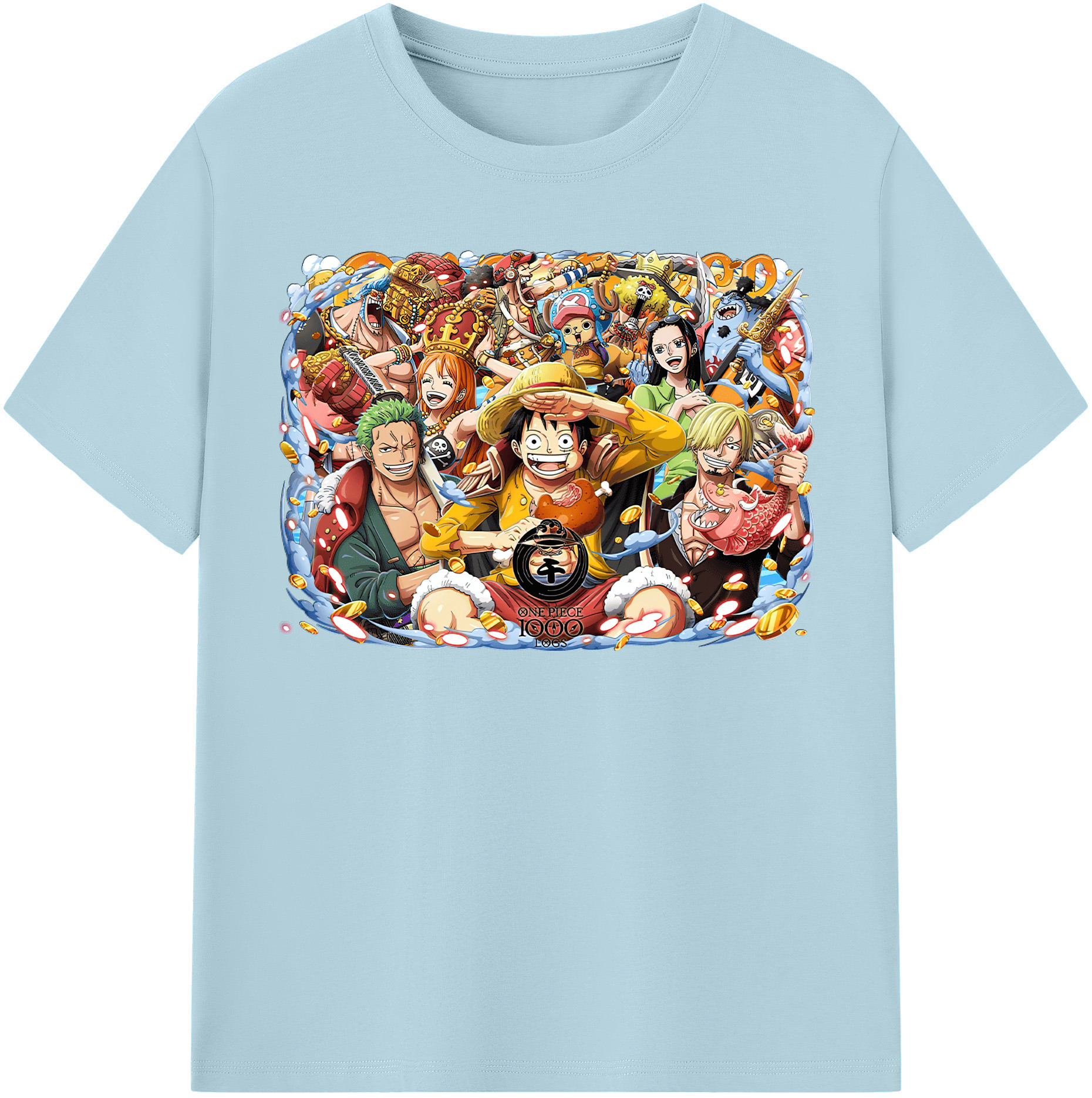ワンピース モンキー・D・ルフィ ONE PIECE Monkey D. Luffy 綿100％半袖Tシャツ（フロントプリント）